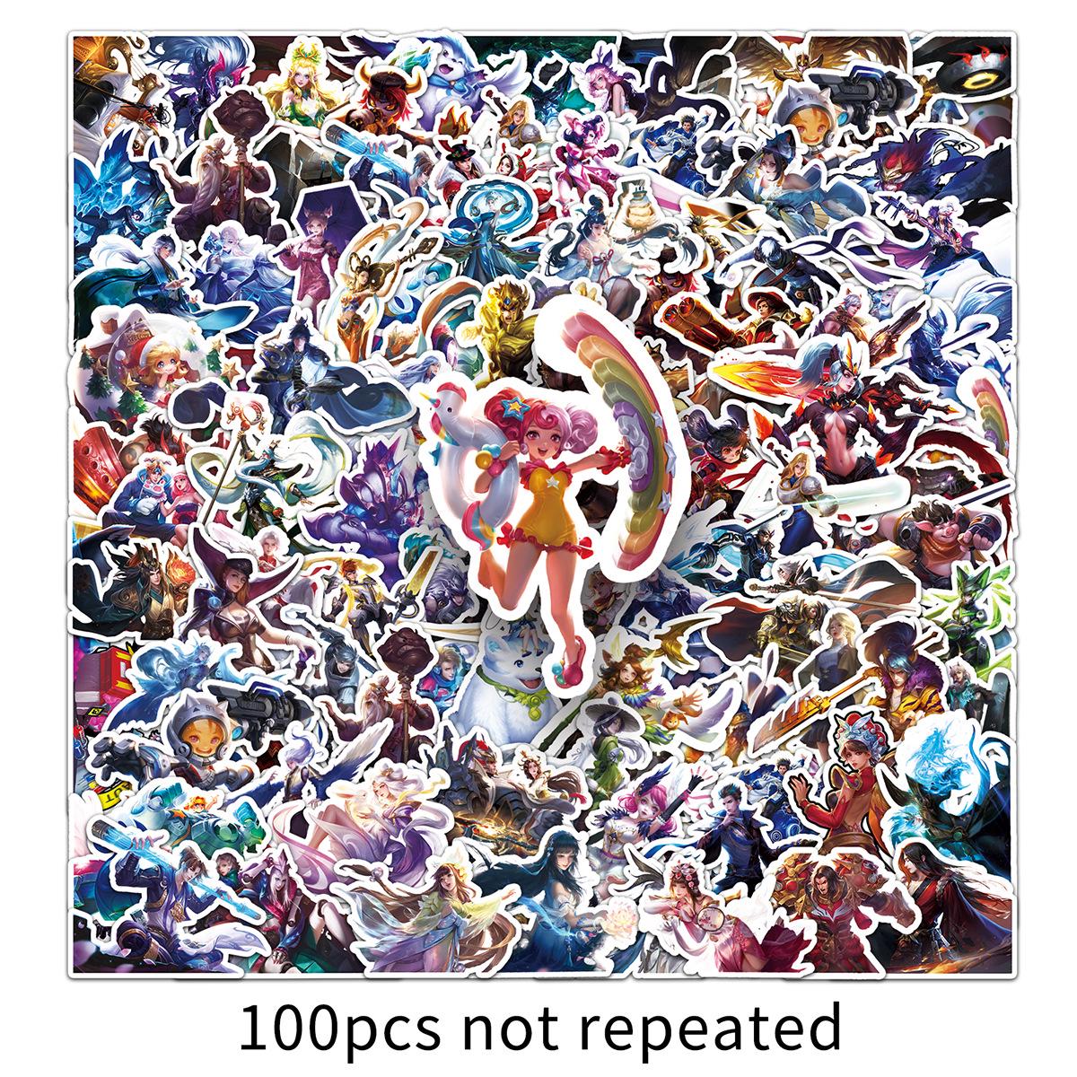 100 King of Glory Cartoon Game Character Stickers - Waterproof Q Version for Journals and Cars