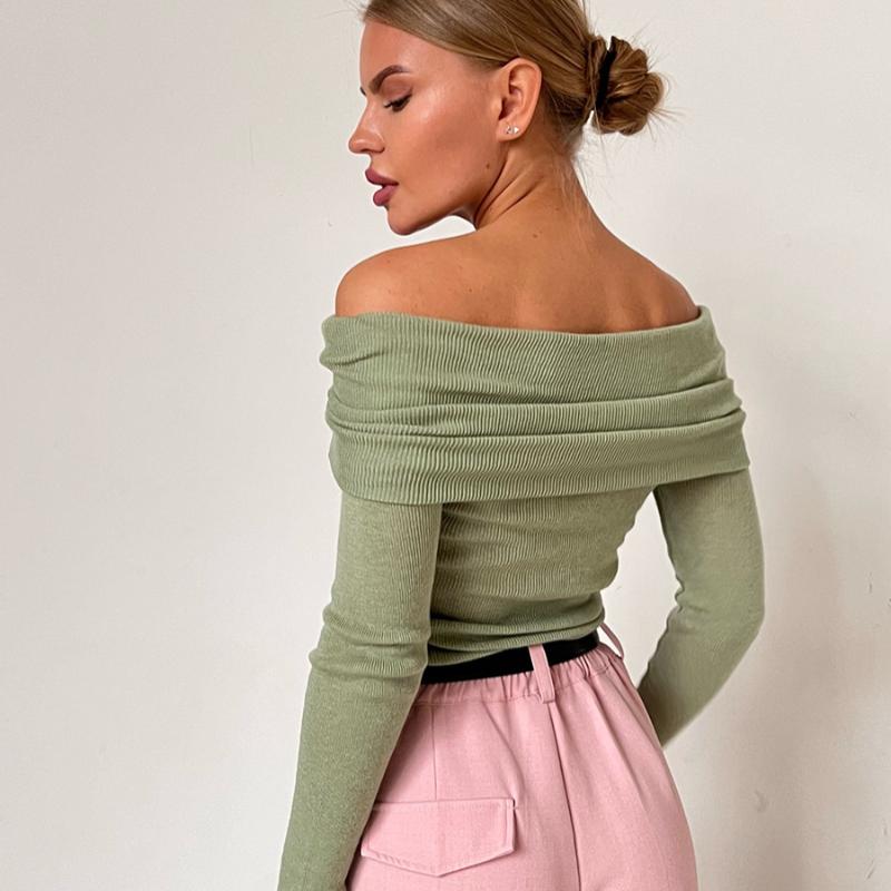 2026 New Sweater Spring and Autumn Women's Long-Sleeved T-Shirt Sexy Slim Fit Round Neck Long Sleeves Basic Knitted Sweater