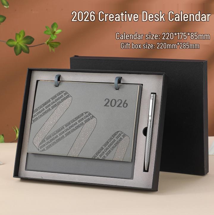 2026 Year of the Horse Leather Desk Calendar: Customizable High-End Planner & Desktop Ornament