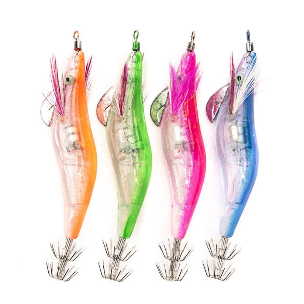 10CM Squid Hook PVC Fishing Bait Durable Wood Shrimp Lures  Fishing