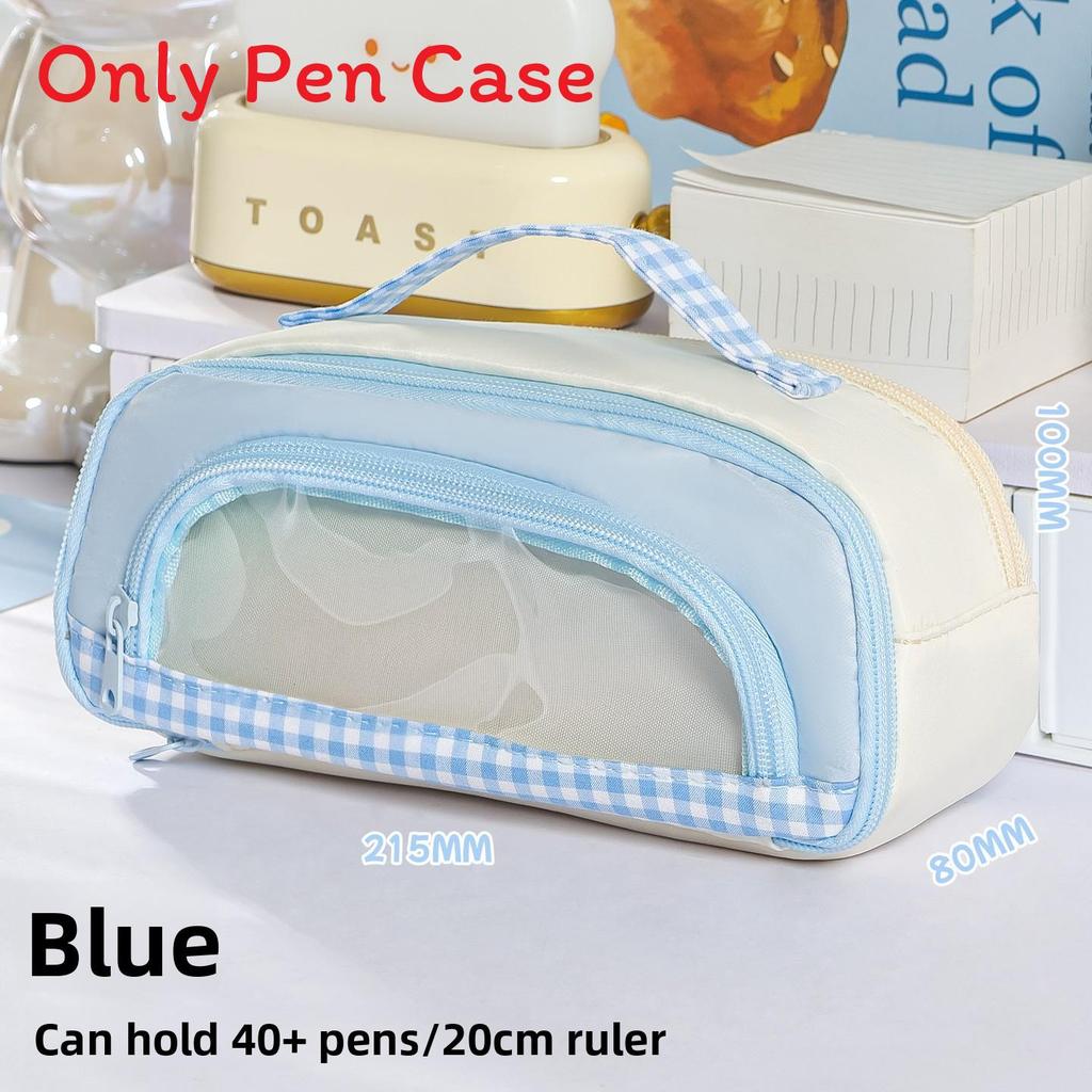 Cute Multicolor Fabric Pen Bag With Multiple Compartments For Office And School Use