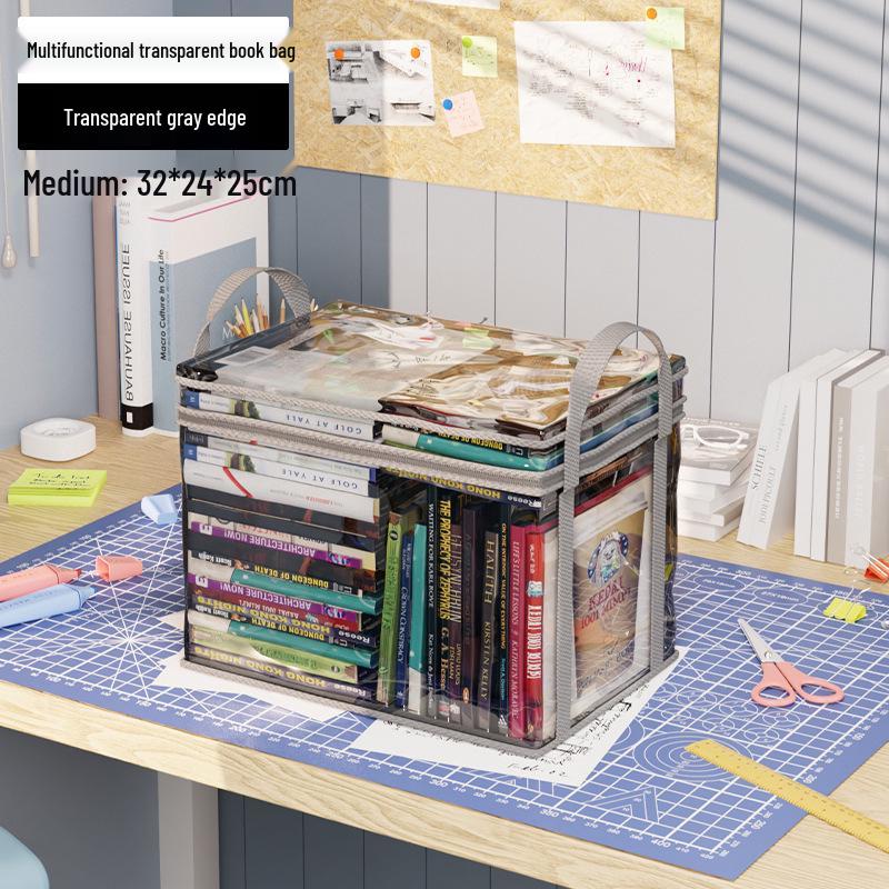 Classroom Student Book Organizer: Transparent, Large-Capacity Storage Box for Textbooks