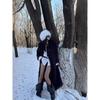 Autumn and Winter Beach Sheep Fur Imitation Fur Coat Women's Extended Fashion Black Long-sleeved Plush Coat