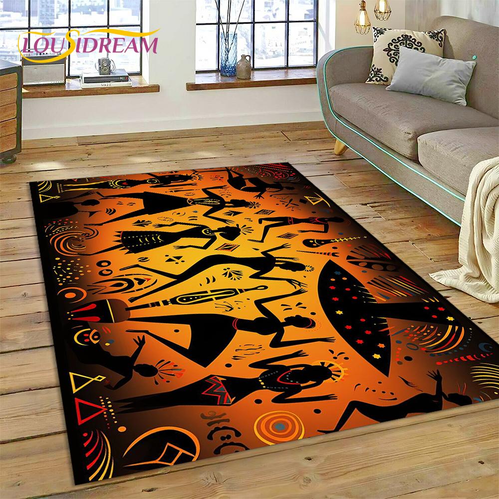 Cartoon Africa Ethiopian Custom Painting Art Carpet Rug for Bedroom Living Room Home Sofa Decoration,kids Large Decor Floor Mat