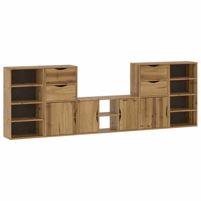 VidaXL Meubles TV 5 pcs avec rangement ODDA bois de pin massif, meuble TV, banc TV, meuble hifi, support TV, buffet TV, 3365368