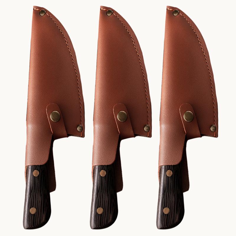 Hand Forged Chef Knife Stainless Steel Kitchen Boning Knives Butcher Knife Meat Vegetable Cutting Knife With Leather Sheath