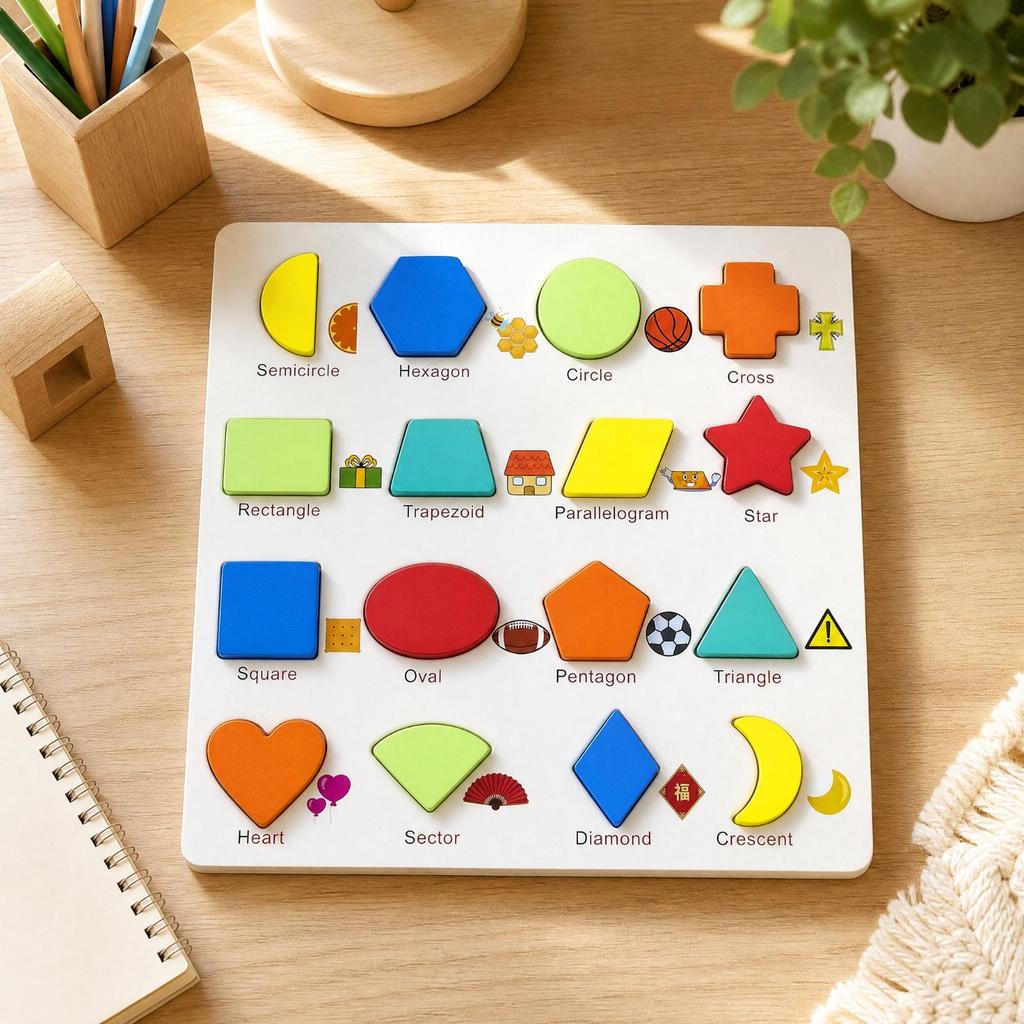 3D Educational Matching Learning Board Hands-on Wooden Puzzle with
