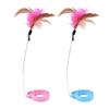 Cat Collar Feather Toy Interactive Cat Feather Wand Toy Hands Free Cat Teaser Wand with Bell Adjustable Collar for Indoor Kitty Solo Play