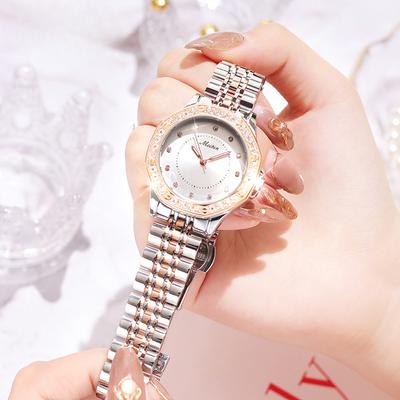 Stijlvol Vierkant Dameshorloge Diamant-ingelegd Waterdicht Stalen Band Dameshorloge Vierkant Win Klok