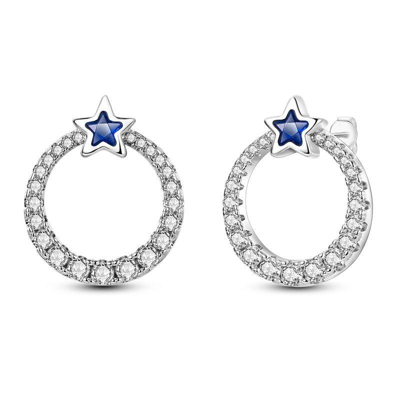 925 Silver Fashion Starry Moon Sun Series Stud Earring Zircon For Women Exquisite Daily Wear Jewelry Accessories Gifts