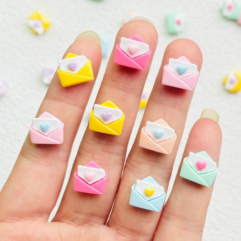 30 Pcs New Resin Cartoon Valentine'S Day Envelope Flat Back Scrapbook Figurine Diy Bow Decor Accessories Crafts A80