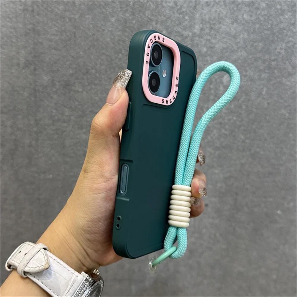 Luxury Candy Color Bracelet Wrist Strap Chain Phone Case For iPhone 17 ProMax 15 11 12 13 14 16 Pro Max Plus Soft Silicone Cover