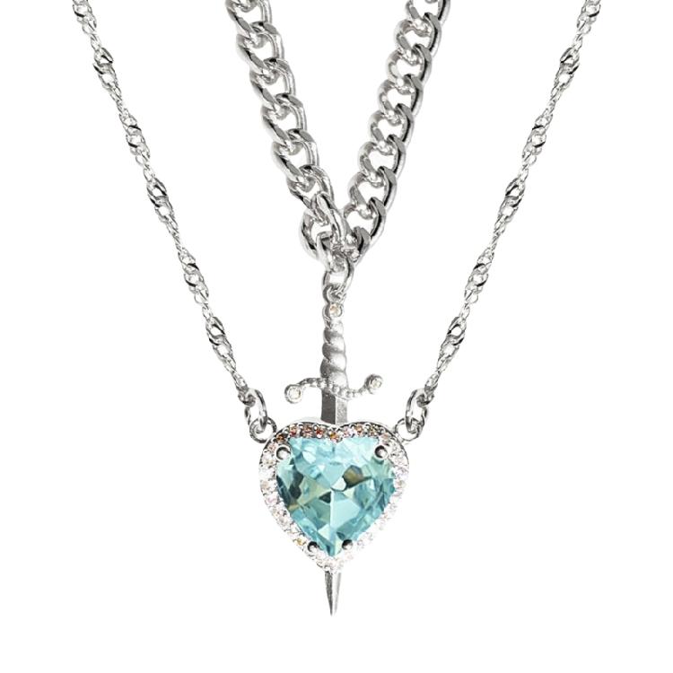 Distinctive Heart And Swords Necklace Pair With Sturdy Black Coating Designed For Those Seeking Individuality And Depth