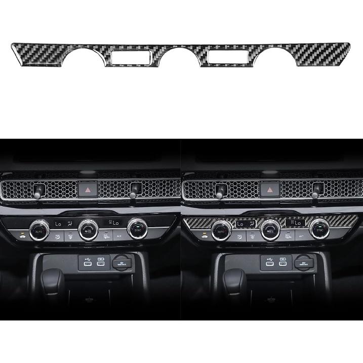 

NVCNX Real Carbon Fiber Compatible with Honda 11th Gen Civic 2022 2023 2024 2025 Sport/Si/LX/Type R Sedan Hatchback Car Dash AC Panel Dashboard Cover Dash AC Panel