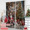 2pcs 2D flat printing Merry Christmas Popular Curtains Merry Christmas Santa Snowman_a 100% Polyester Without Electricity Family