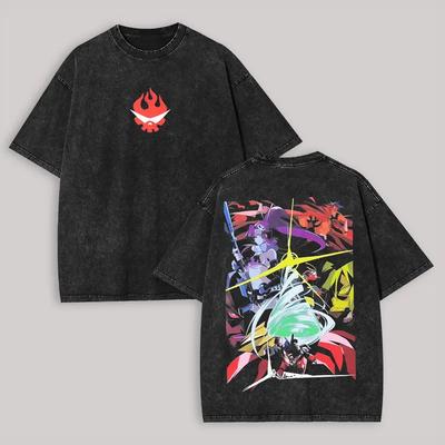 Anime Tengen Toppa Gurren Lagann Kamina Yoko Littner Graphic Tee Men Women Washed Cotton Tshirt Casual T-shirt Harajuku T Shirt