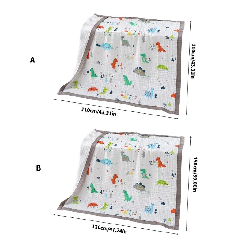Large Size Infant Bath Blanket High Density Gauze Bath Towel 6-layer for Delicate Skin Quick Drying and Breathable