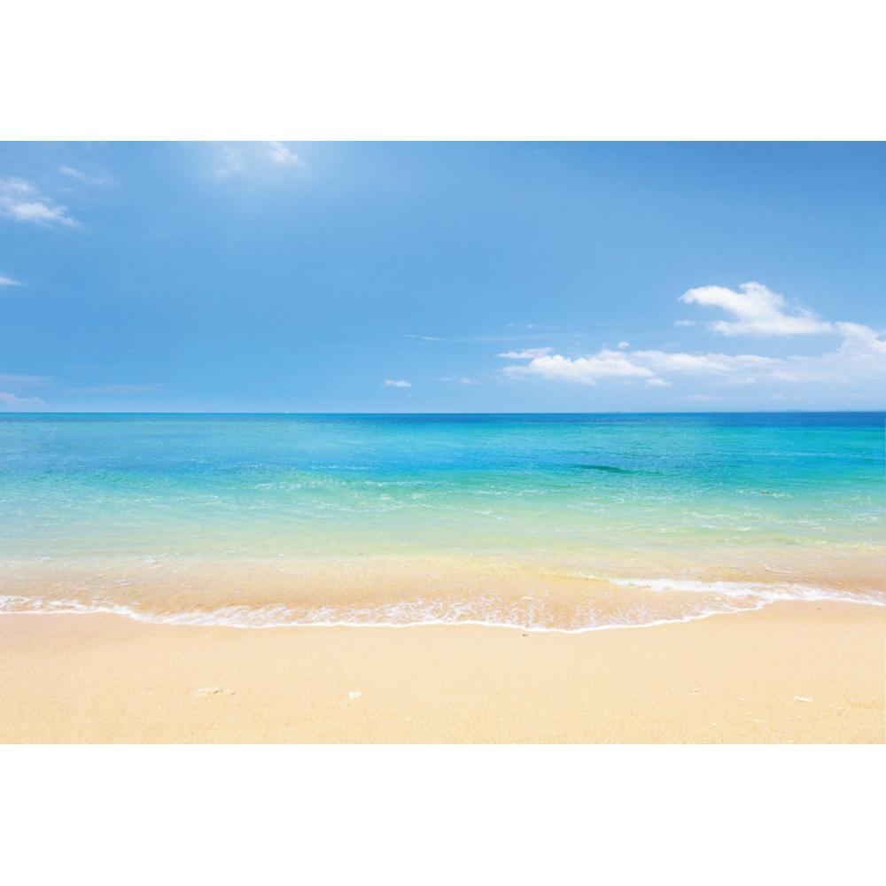 Background Photo with Beach Waves and Sunset, Summer Vacation, Ocean, Beach, Blue Sky, White Cloud, Sand, Photo Shoot
