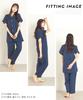 short combed double gentle on the front top and bottom long room loungewear navy solid [Nishiki] Women's pajamas, sleeves, summer, 100% cotton,