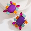European and American New Fashion Exaggerated Earrings Super Shiny Alloy Inlaid with Colorful Diamonds Personality Long Prom Earrings