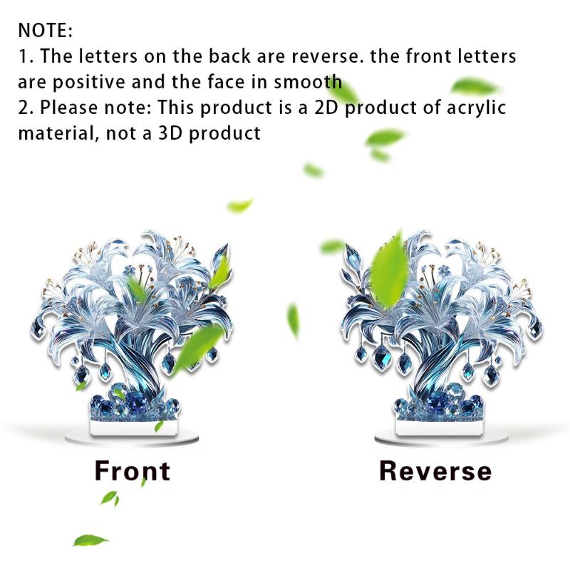Acrylic 2D Flat Crystal Lily Rose Flower Table Decoration Suitable For Cafe Room Display Case Living Room Office Decor Gift