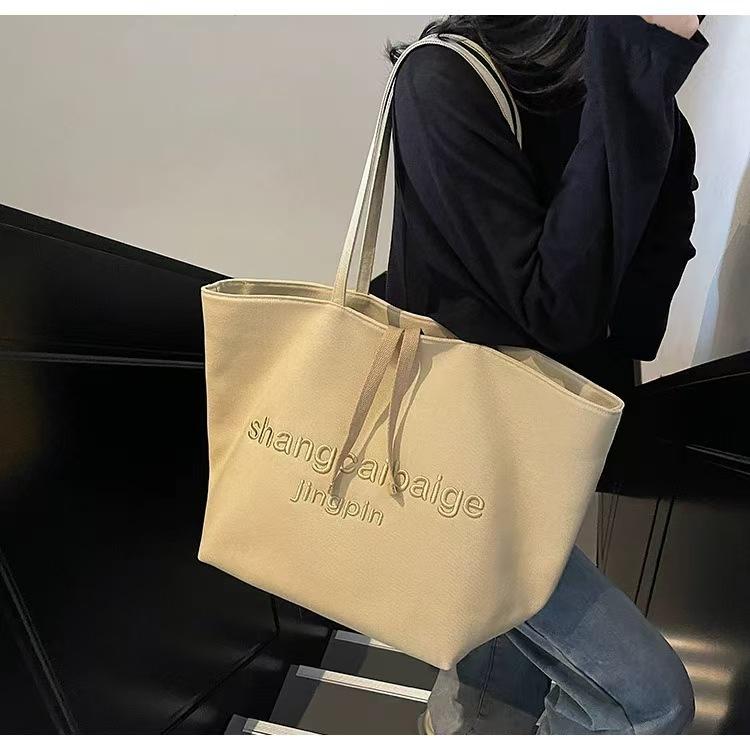 College Students  all-matching Fashionable Canvas Shoulder Bag Women s Large-capacity Commuting Tote 50x21x32