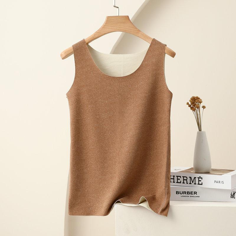 Women's AB Side Double Fleece Round Neck Thermal Tank Top Slim Base Layer Vest M-2XL