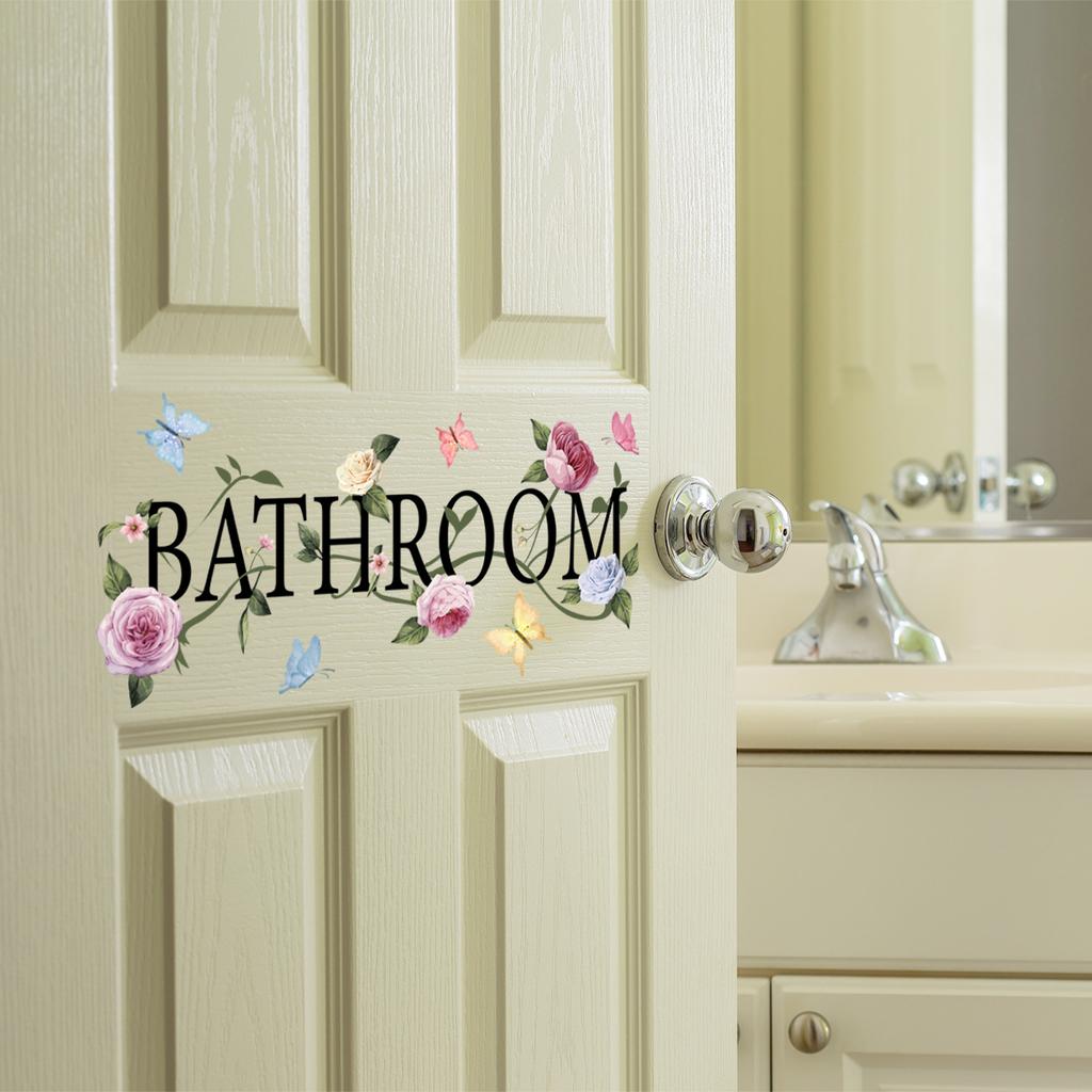 Bathroom Toilet Flower Signage Wall Stickers for Bathroom Decor Room Decor Aesthetic Home Decoration Accessories Toilet Stickers
