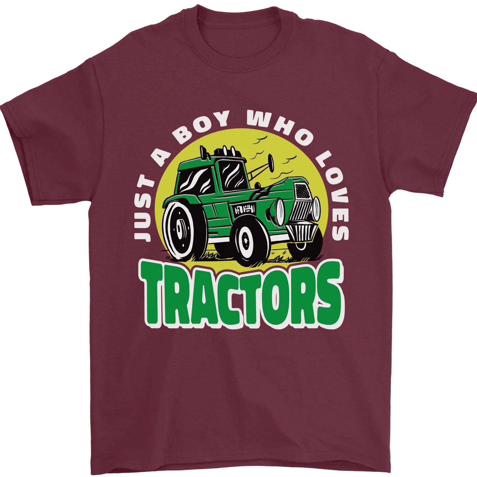 Farming Just a Boy Who Loves Tractors Mens T-Shirt 100% Cotton L