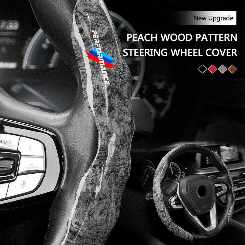 HINW3 2Pcs Car Non-Slip Steering Wheel Cover Protection Accessory For BMW Performance M Power E36 E39 E46 E53 E90 M3 M5 X1 X3 X5 X6 X7