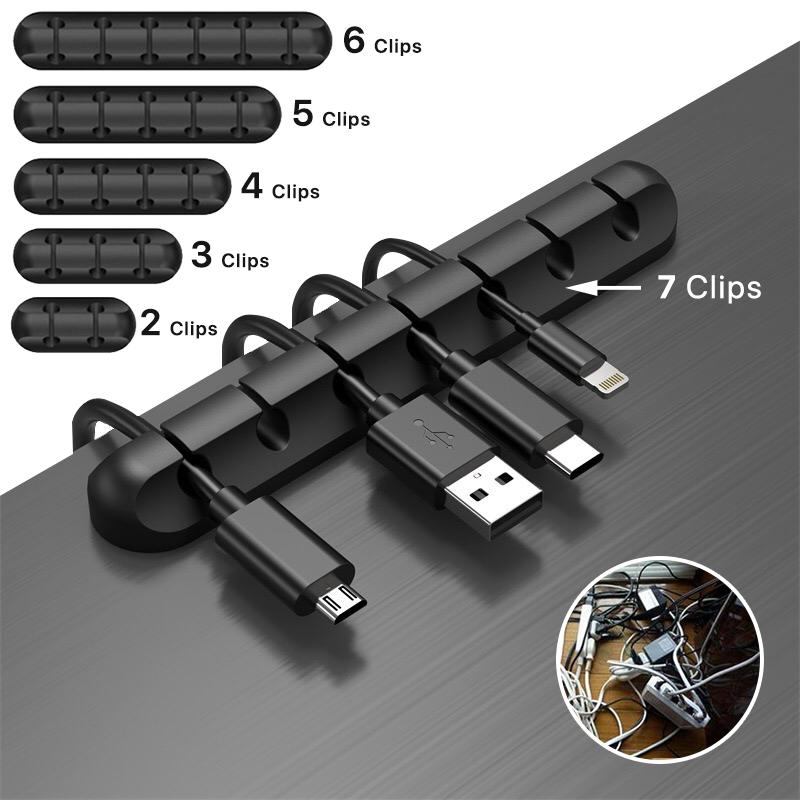 Organizator de cablu din silicon Înfășurator de cablu USB Clipuri de gestionare pentru birou Suport cablu