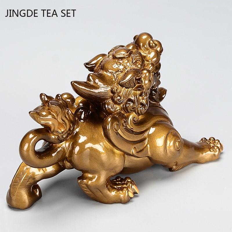 Creative Color-changing Tea Pet Lucky Pixiu Tea Table Decoration Chinese Tea Set Resin Ornaments Customized Teaware Supplies