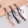 Cowhide Genuine Leather Keychain Handmade Car Keychian Personalized Cowhide Tassel Key Chain  Gift