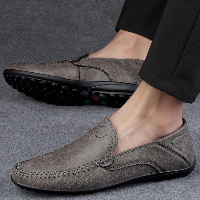 Men's Casual Leather Shoes Four Seasons Plus Size Soft Sole Comfort Outdoor Fashion Youth Business Leather Shoes Driving Shoes