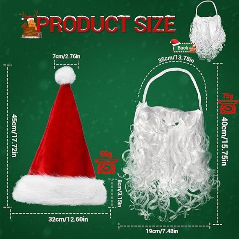 

1pcs Santa Hat with White Beard Wig Fabric Santa Costume Set for Christmas Party Supplies Role Playing Props