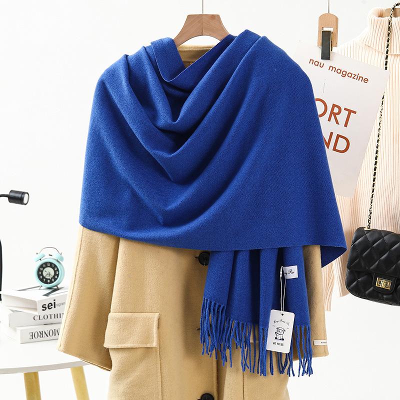 Wool Cashmere Feel Scarf Autumn and Winter Versatile Solid Color Scarf Women's Winter High End Imitation Cashmere Scarf