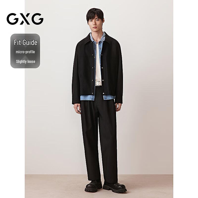 GXG Men's Custom-Woven Matte PU Leather Snap-Button Casual Jacket