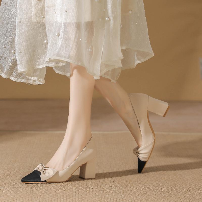 Premium wedding shoes new pointed head light mouth high heels temperament versatile color matching commuter single shoes women