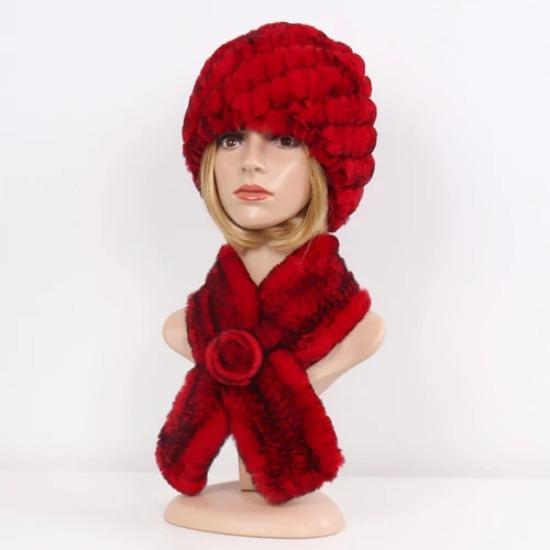 

Зимние женские вязаные шапки из натурального кроличьего меха рекс, комплекты шарфов, натуральные теплые меховые шапки, шарфы, женская мягкая шапка из натурального кроличьего меха рекс, муфта Hat and scarf красный