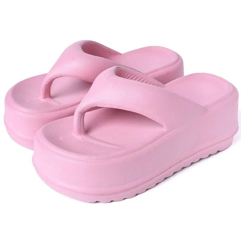 Fashion Platform Slippers New Summer Women Wedges Flip Flops Casual Shoes Sandals 2024 Fashion Trend Walking Home Shoes Flat Slides