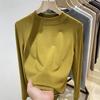 Women's Slimming Half High Neck Long Sleeve Base Layer T-shirt for Autumn/Winter 2025