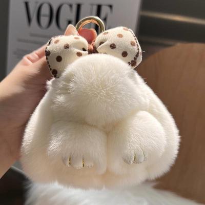 Cute Rex Rabbit Fur Bow Keychain & Bag Charm