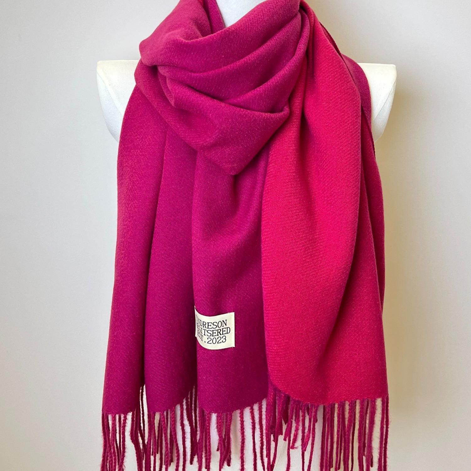 

Двусторонний двухцветный шарф, простая базовая шаль с кисточками из искусственного кашемира, осенне-зимний унисекс, утепленный шарф для защиты шеи розы красного