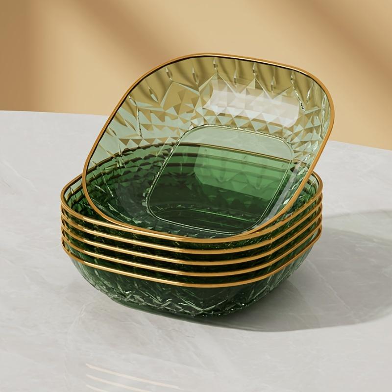 Square Trays with Golden Borders, Suitable for Serving,  Fruits, Desserts, Cakes, Snacks, Breakfast