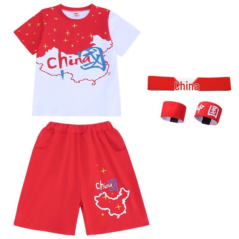 Chinese Style Cheerleading Costume for Boys & Girls - Summer Kindergarten Performance Outfit