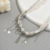 Wind Necklace Ladies Premium String Pearl Wrapped Multilayer Clavicle Chain Fashion Tassel Love Necklace
