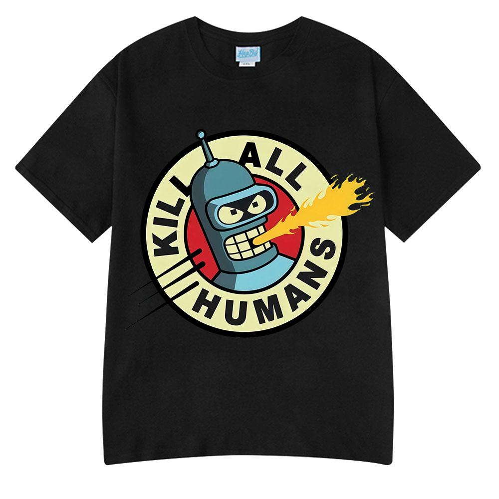 Funny Save The Planet Kill All Humans Robot Graphic Print T Shirt Men's Women Fashion Short Sleeve T-shirt