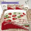Strawberry and  Love Pattern Bedding uilt Set uilt Cover Pillowcase Home Decoration Birthday Gift (1 * duvet cover + 2 * pillowcase  without core)