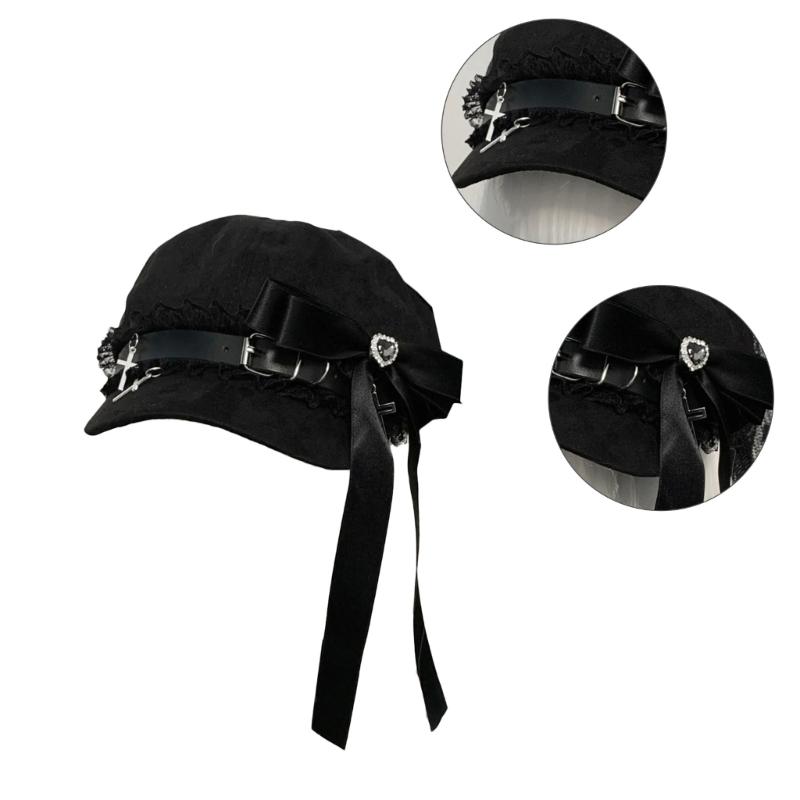 Summer Sunproof Beret Hat Woman Commutes Painter Hat Camping Taking Photo Baseball Caps with Bowknot for Girlfriend