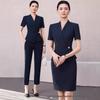 Women's Dark Blue Short-Sleeve Suit Set - Lightweight Summer Style for Jewelry and Gold Store Professionals